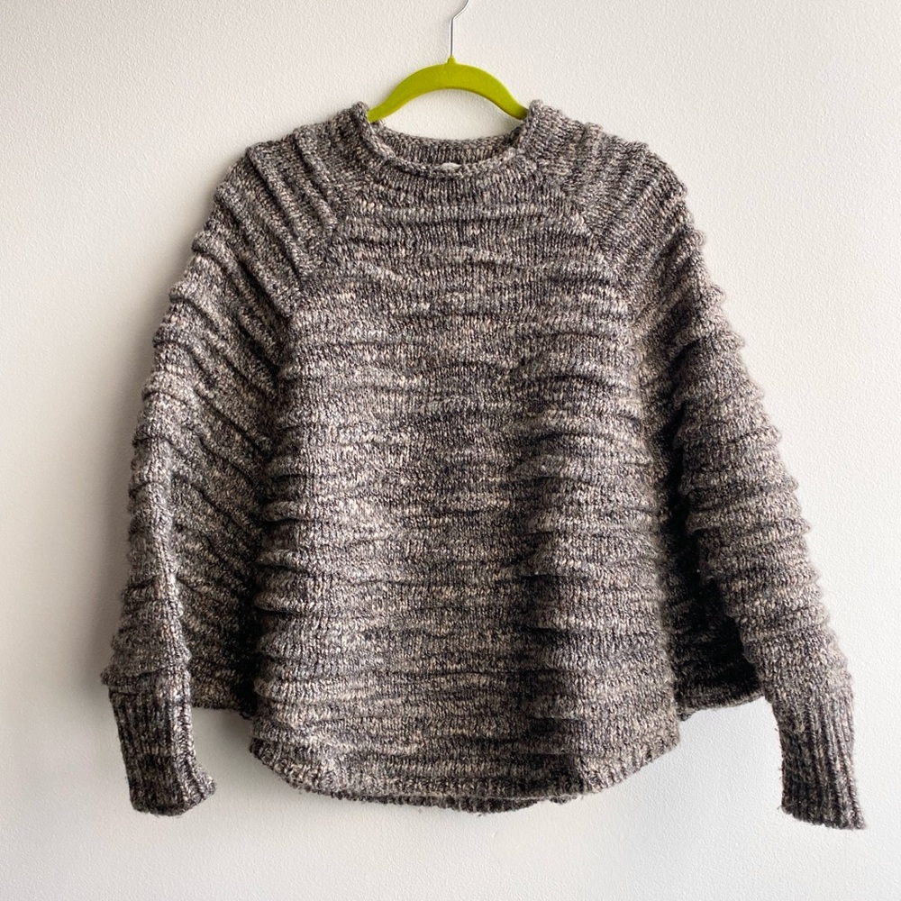Hoss Intropia Textured Wool Poncho Style Sweater